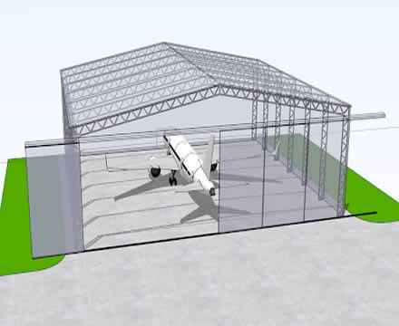 Zaawansowana konstrukcja stalowa hangar 5m - 6m wysokość Hangar metalowy samolotu